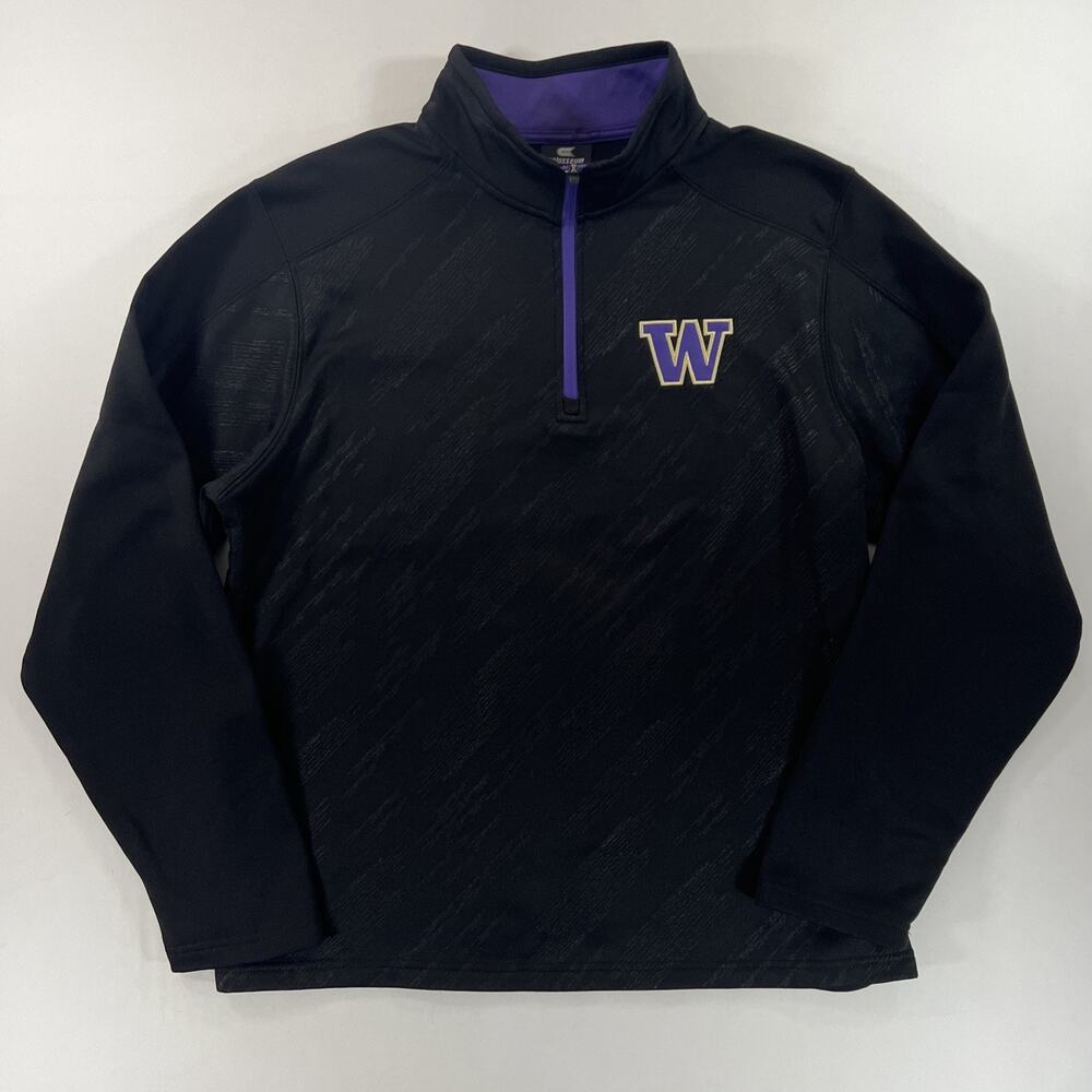 Colosseum Washington Huskies 1/4 Zip Pullover Sweatshirt Men’s M Black